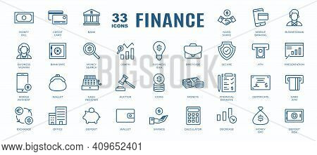 Simple Set Of Finance, Online Payment And Money Related Vector Line Icons. Contains Thin Icons As Ba