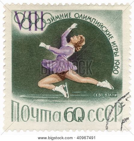 Patineur artistique Performance sur timbre postal