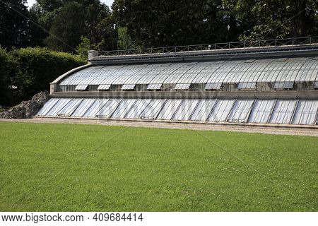 Lainate (mi), Italy - June 16, 2018: Greenhouse In Villa Litta Borromeo Visconti, Lainate, Milan, Lo