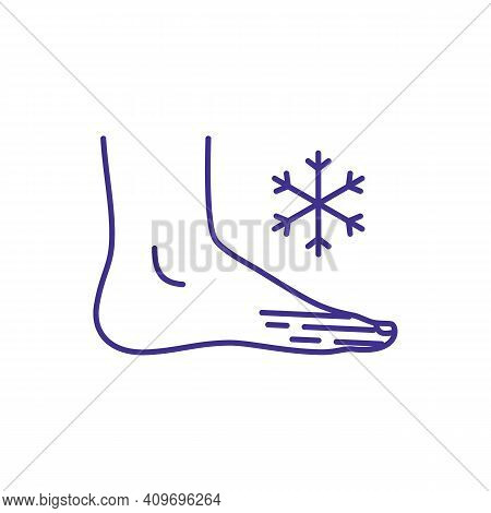 Toes Frostbite Rgb Color Icon. Skin And Underlying Tissues Freezing. Cold Exposure. Cold-injured Ski