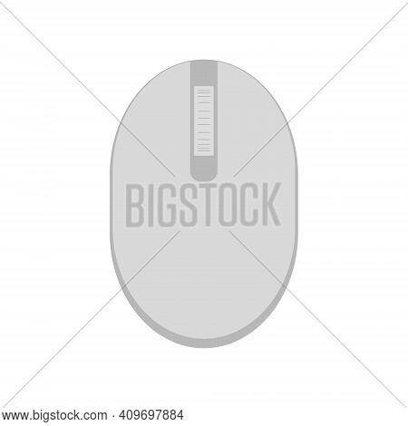 A Simple Gray Computer Mouse In The Shape Of An Oval, With Two Keys And A Wheel. Flat Vector Illustr