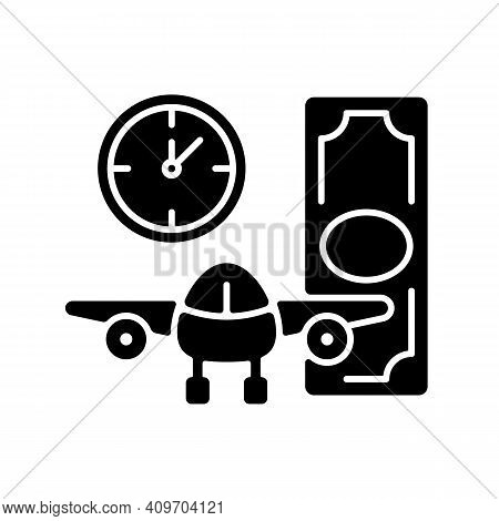 Aircraft Rental Black Glyph Icon. Civil Aviation. Ability To Get Plane For Rent. Light Aircraft. Pla