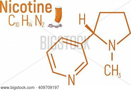 Nicotine Concept Chemical Formula Icon Label, Text Font Vector Illustration, Isolated On White. Peri