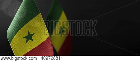 Small National Flags Of The Senegal On A Dark Background