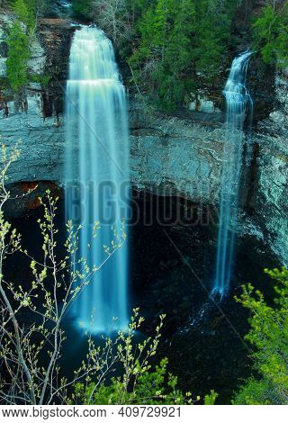 Fall Creek Falls & Coon Creek Falls At Fall Creek Falls State Park Tennessee During Early Spring