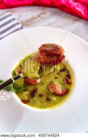 Creamy Potato Bacon And Sausage Soup Also Called Kartoffelsuppe