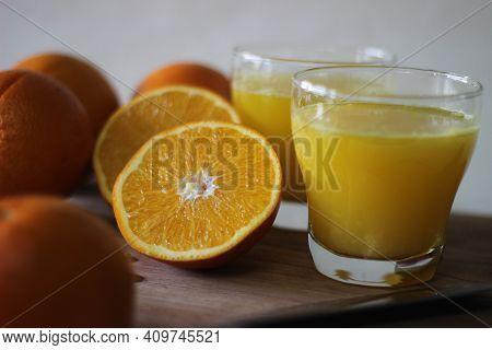 Glass Of Kinnow Juice. It Is Juicier Than Orange And Has More Sour Taste