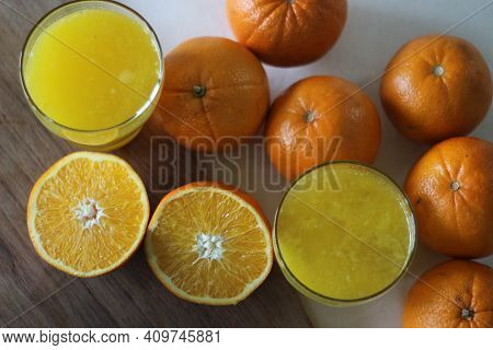 Glass Of Kinnow Juice. It Is Juicier Than Orange And Has More Sour Taste