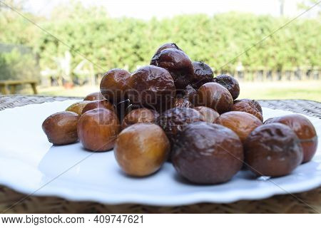 Indian Jujube Or Ber Or Berry Also Known As Ziziphus Maritiana Fully Ripen Fruit Orange Or Brown Col