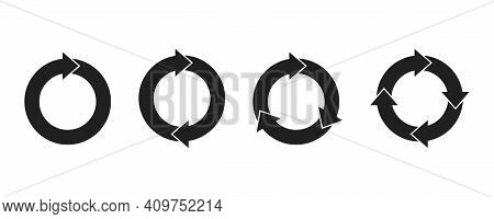 Set Of Circle Arrows . Vector Illustaration On White Background. Collection Black Arrows Of Refresh,