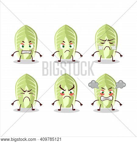 Chinese Cabbage Cartoon Character With Various Angry Expressions