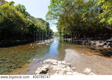 Panama Gualaca, Esti Creek Panoramic View In Summer