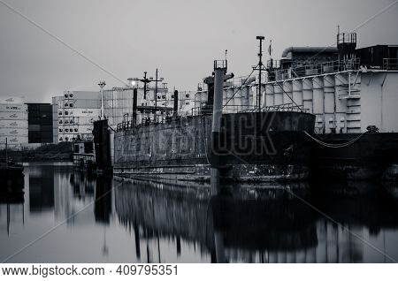 Industrial Harbor Landscape Seascape From Seattle Abstract