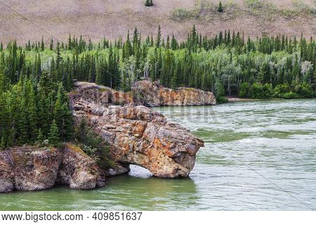 Beautiful landscapes in Yukon River, Klondike, Canada, North America