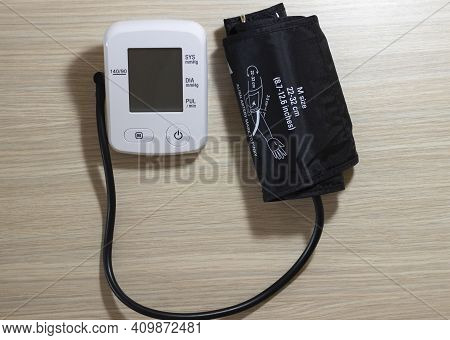 Blood Pressure Monitor With Cuff Close Up With Mock Up