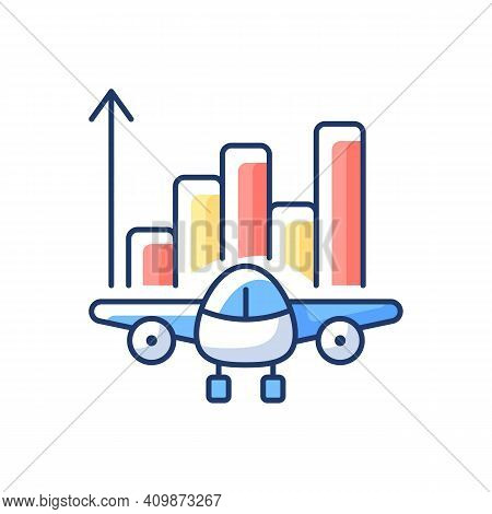 Aviation Analytics Rgb Color Icon. Civil Aviation Management. Service Quality Improvement. Airlines 