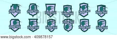 Set Of Dodgeball Cartoon Icon Design Template With Various Models. Modern Vector Illustration Isolat