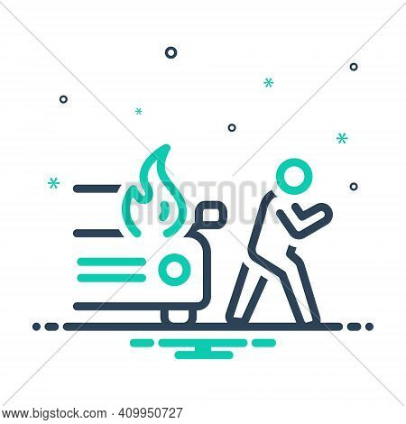 Mix Icon For Sudden Unexpected Incident Accident Burning Danger Explosion Extinguish