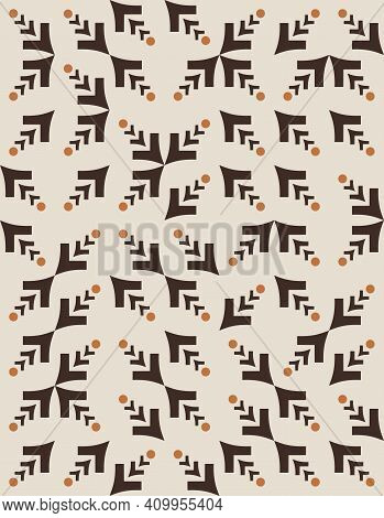 Vector Eps Geometric With V-shaped Figures And Dots Seamless  Patterns In Earth-toned Hues To Create