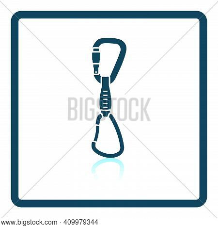 Alpinist Quickdraw Icon. Square Shadow Reflection Design. Vector Illustration.