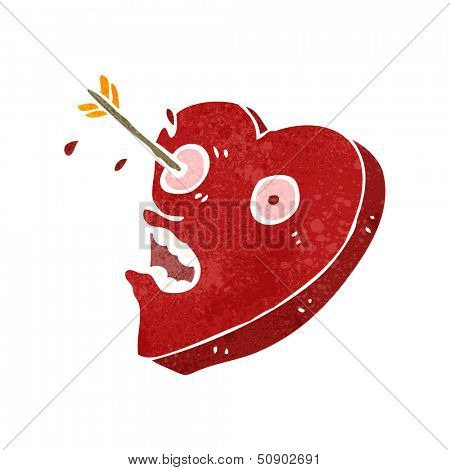 retro cartoon heart struck by arrow
