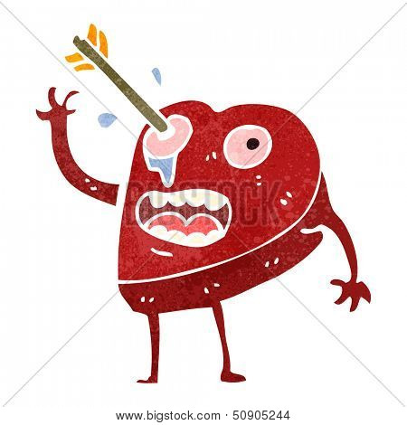 retro cartoon heart struck by arrow