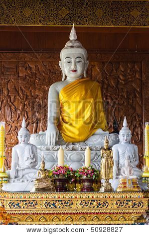 Marble Buddha Statue In Wat Ban Den , Chiangmai Thailand