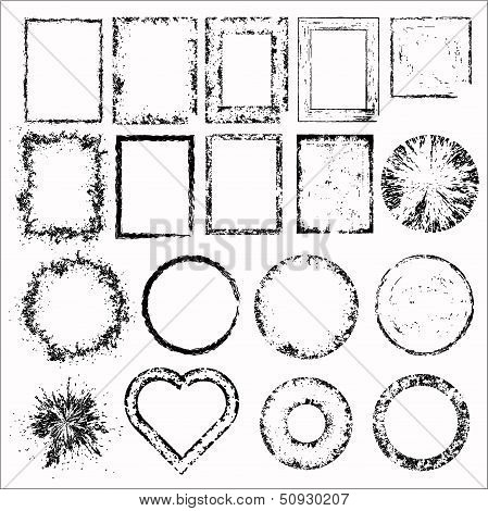 Set of grunge frames. Vector illustration