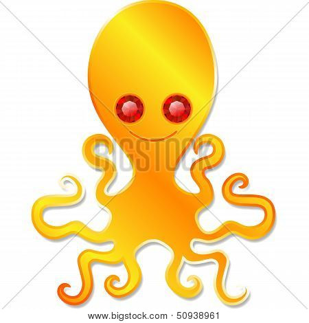 Golden octopus isolated on white