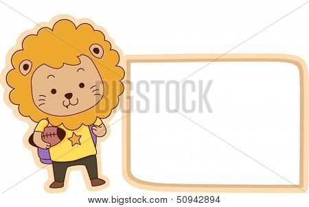 Illustration Featuring a Ready to Print Label with a Lion on the Side
