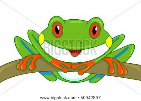 Illustration of a Cute Tree Frog Looking Curiously at the Screen