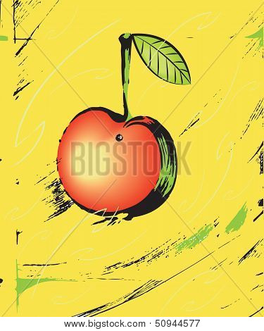 Abstract Image With Stylized Bright Red Apple