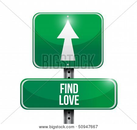 Find Love Road Sign Illustration Design