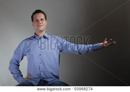 Man With Open Empty Hand Copyspace For Product