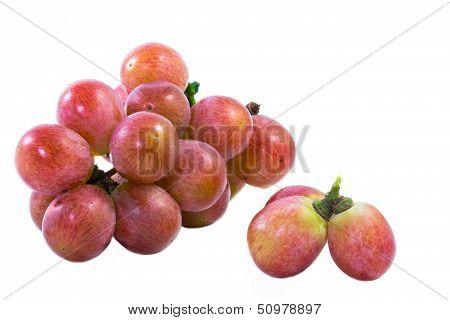 The grapes on a white background