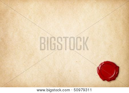 Old blank paper with wax seal