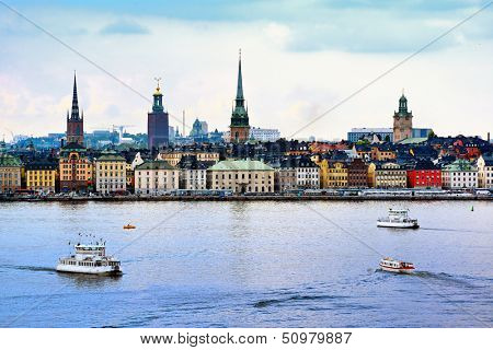 Stockholm, Sweden cityscape from the port.