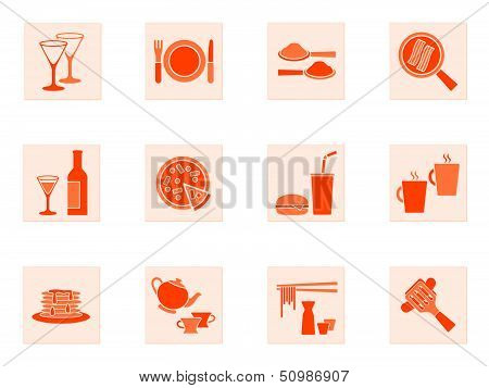 Collection of food and beverage icons