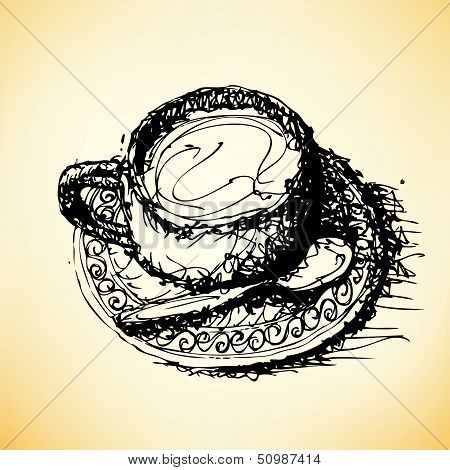 Sketch Drawing Of Coffee Vector.eps
