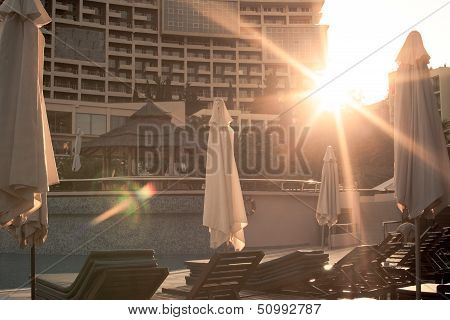 Sunbeds By The Pool