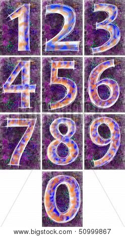 Numbering On A Violet Background.