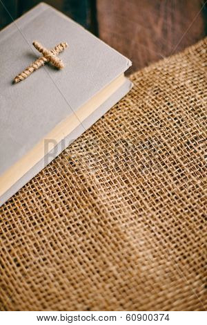 Image of the Holy Writ on wooden background 