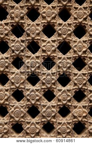 Stone Latticework With Flowers Pattern