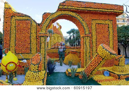 Citrus Exhibition At The Lemon Festival Of Menton