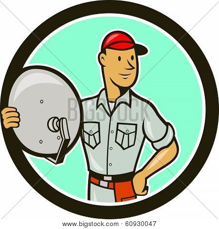 Cable Tv Installer Guy Cartoon