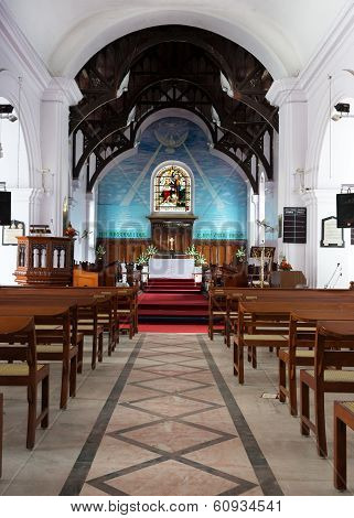 Looking From The Nave To The Chancel And Altar At Holy Trinity Church In Bangalore.