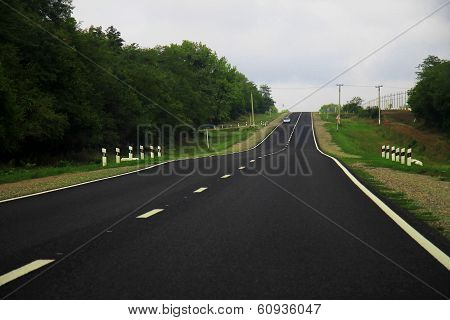 Wide Highway And Landscape. North Caucasus Travel.