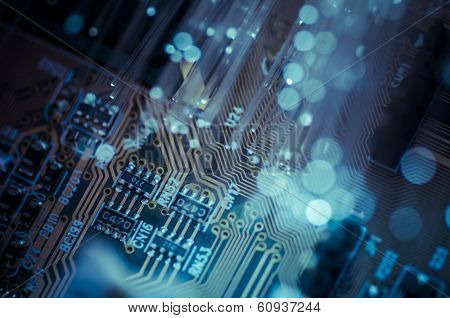 Fiber optic cables, fibre connection, telecomunications concept. vibrant