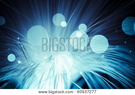 Fiber optic cables, fibre connection, telecomunications concept.