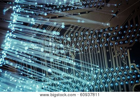 Connectivity.Fiber optic cables, fibre connection, telecomunications concept.